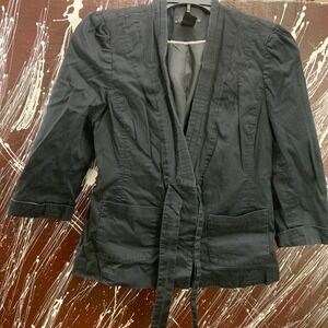 Attention Black Wrap Blazer Jacket 3/4 Sleeve Polka Dot Cuff Size 4 RN 42000
